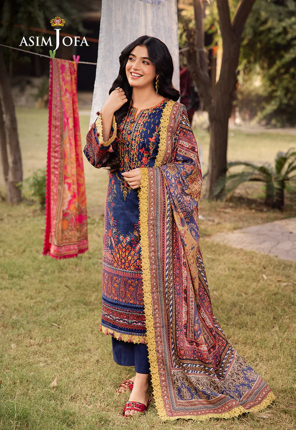 AJUBJ-08 PRINTED EMBROIDERED LAWN 3 PC