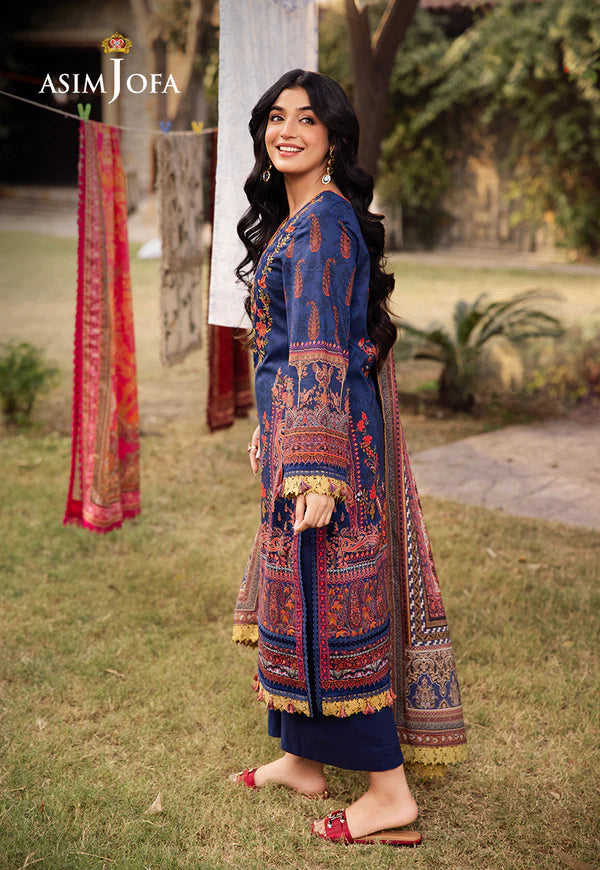 AJUBJ-08 PRINTED EMBROIDERED LAWN 3 PC
