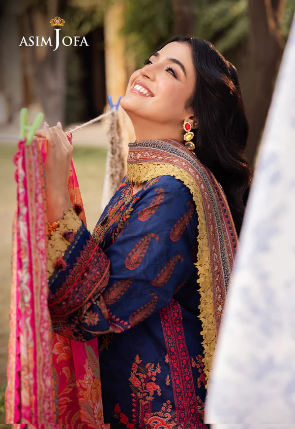 AJUBJ-08 PRINTED EMBROIDERED LAWN 3 PC