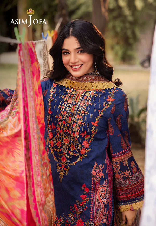 AJUBJ-08 PRINTED EMBROIDERED LAWN 3 PC