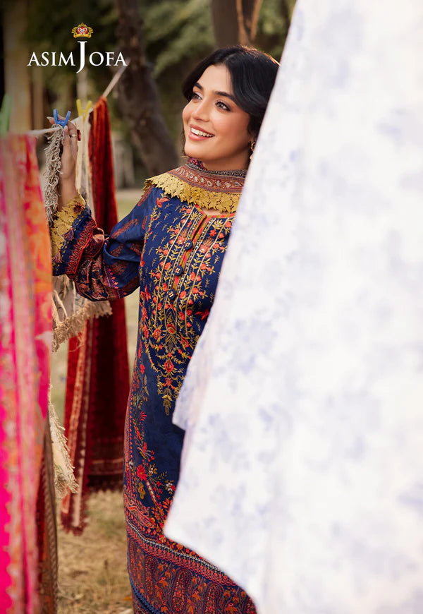 AJUBJ-08 PRINTED EMBROIDERED LAWN 3 PC