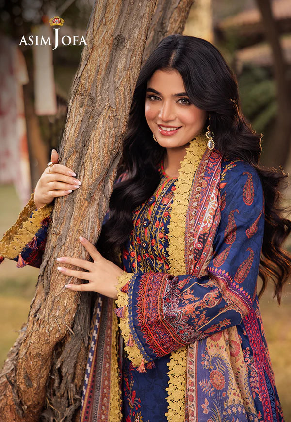 AJUBJ-08 PRINTED EMBROIDERED LAWN 3 PC