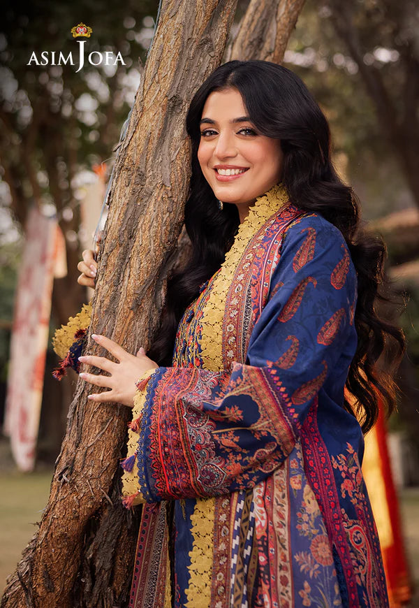 AJUBJ-08 PRINTED EMBROIDERED LAWN 3 PC