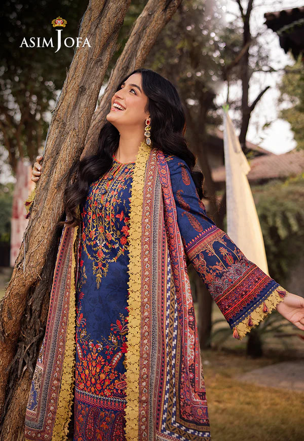 AJUBJ-08 PRINTED EMBROIDERED LAWN 3 PC