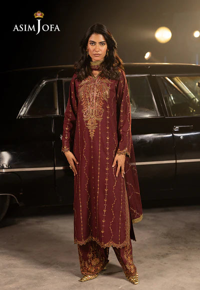 AJLFF-04 Embroidered Silk 3 Pcs