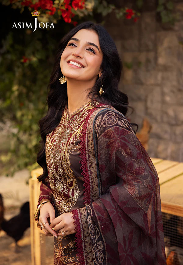 AJUBJ-01 PRINTED EMBROIDERED LAWN 3 PC