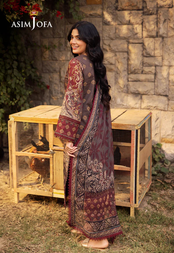 AJUBJ-01 PRINTED EMBROIDERED LAWN 3 PC