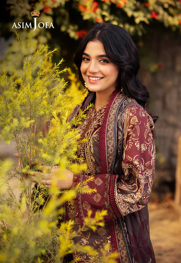 AJUBJ-01 PRINTED EMBROIDERED LAWN 3 PC