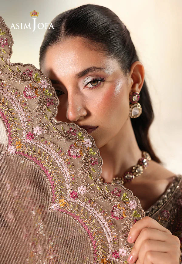 AJUEV-10 EMBROIDERED SPUN RAW SILK UNSTITCHED 3 PCS