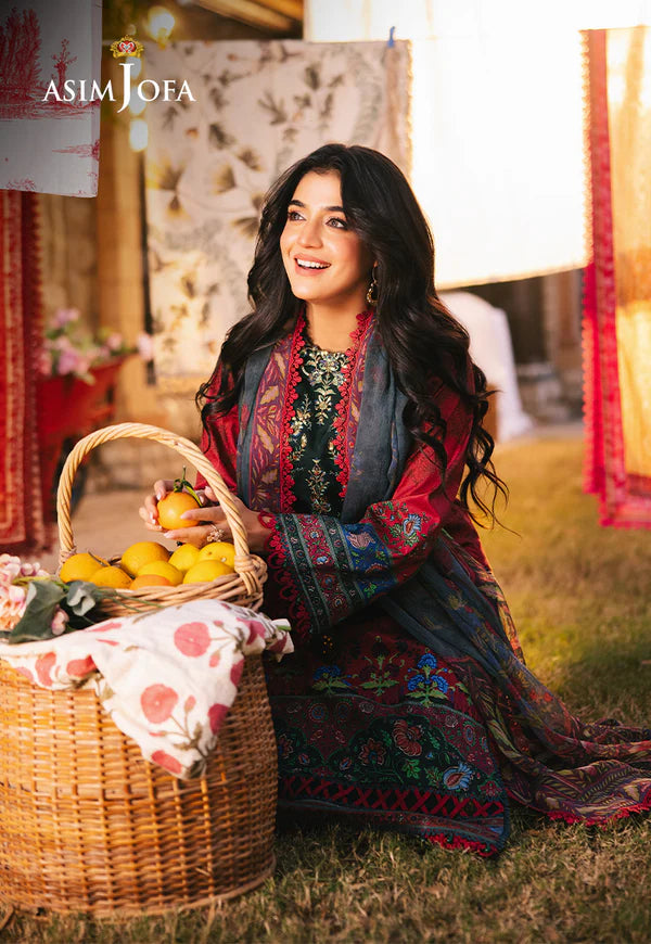 AJUBJ-06 PRINTED EMBROIDERED LAWN 3 PC