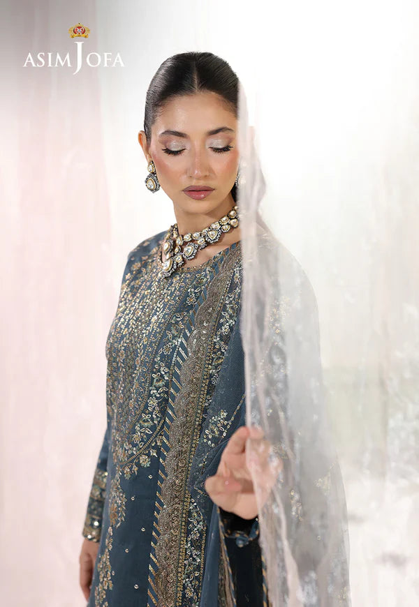 AJUEV-08 EMBROIDERED COTTON NET UNSTITCHED 3 PCS