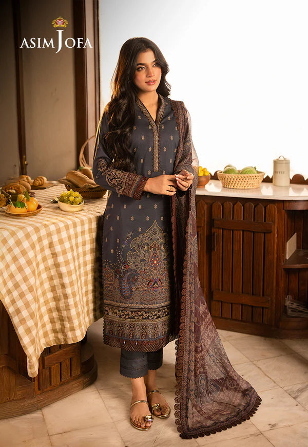 AJUBJ-04 PRINTED EMBROIDERED LAWN 3 PC