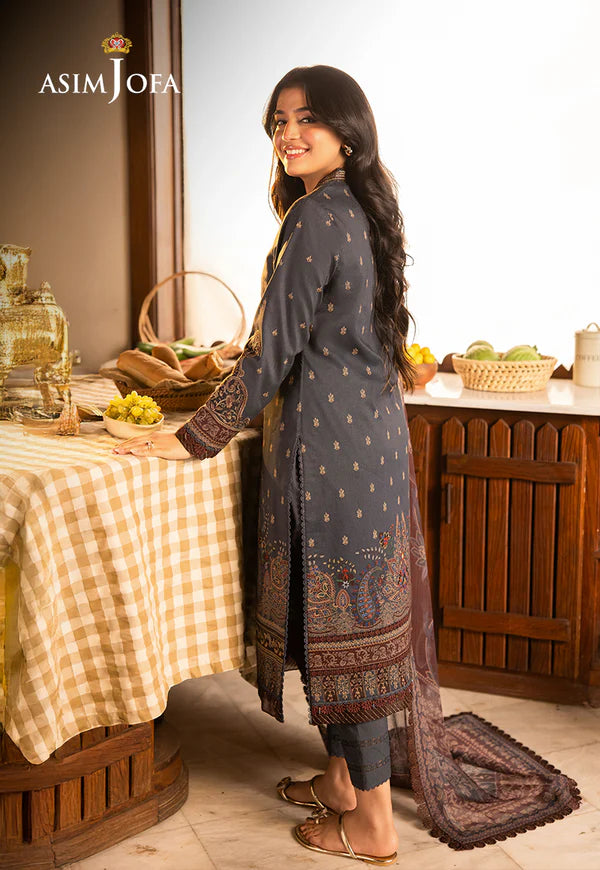 AJUBJ-04 PRINTED EMBROIDERED LAWN 3 PC