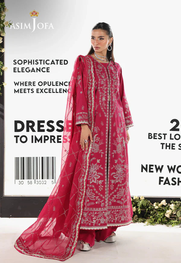 AJUEV-15 EMBROIDERED SILK UNSTITCHED 3 PCS