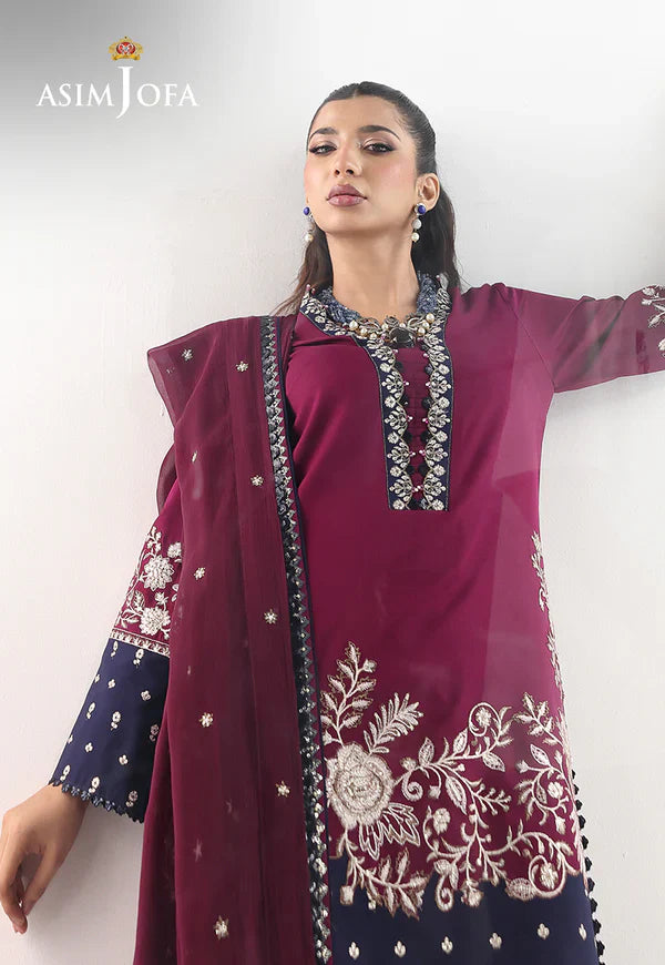 AJUEV-02 EMBROIDERED SILK UNSTITCHED 3 PCS