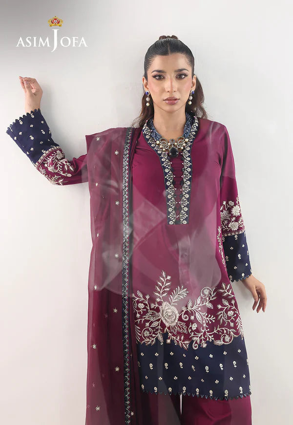 AJUEV-02 EMBROIDERED SILK UNSTITCHED 3 PCS