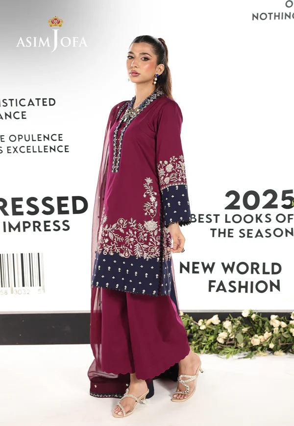 AJUEV-02 EMBROIDERED SILK UNSTITCHED 3 PCS