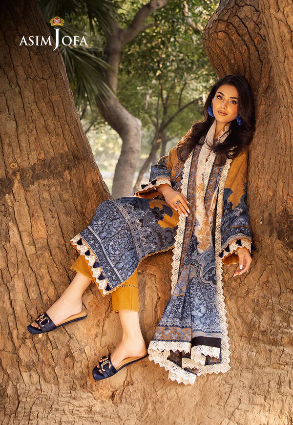 AJUBJ-10 PRINTED EMBROIDERED LAWN 3 PC