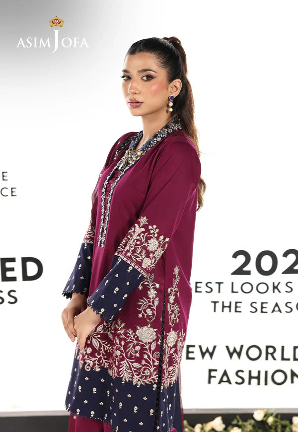 AJUEV-02 EMBROIDERED SILK UNSTITCHED 3 PCS