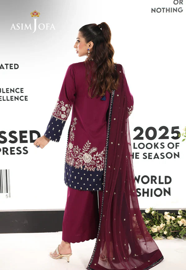 AJUEV-02 EMBROIDERED SILK UNSTITCHED 3 PCS