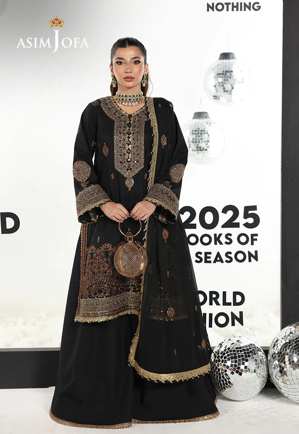 AJUEV-18 EMBROIDERED SILK UNSTITCHED 3 PCS