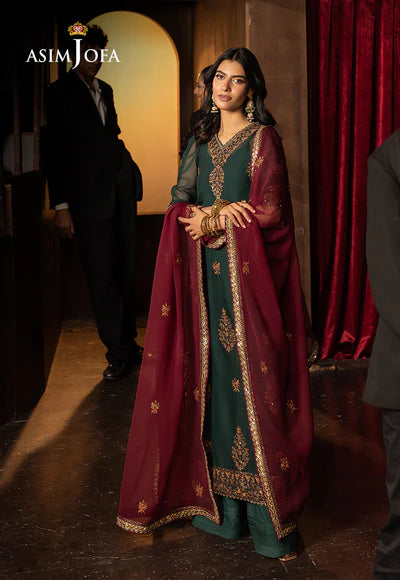 AJLFF-02 Embroidered Chiffon 3 Pcs