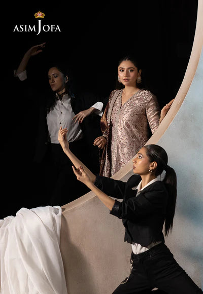 AJLFF-10 Embroidered Zari Tissue 3 Pcs