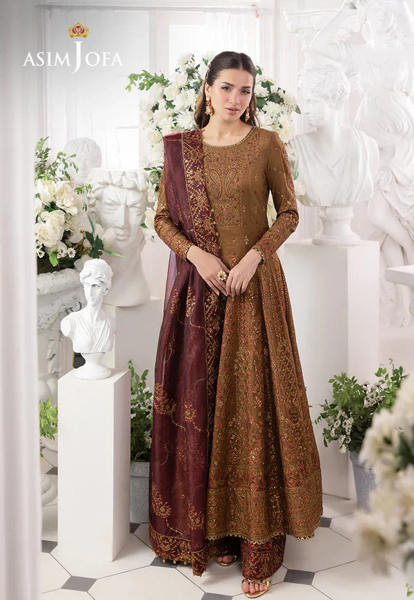 AJIZL-13 EMBROIDERED SPUN RAW SILK UNSTITCHED 3 PCS