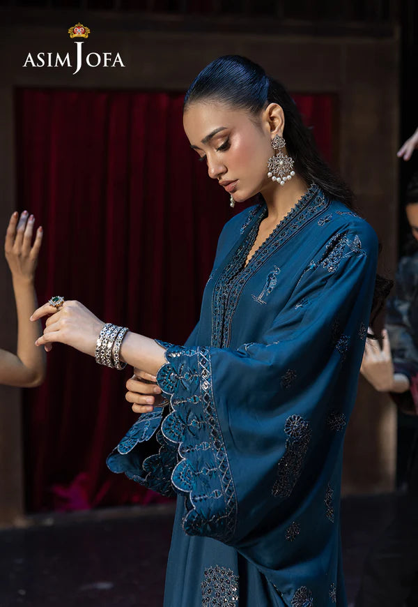 AJFO-01 EMBROIDERED BOSKI SILK UNSTITCHED 1 PC