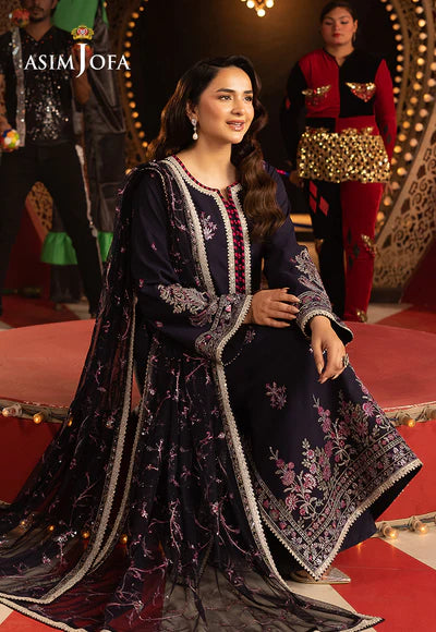 AJFO-04 EMBROIDERED SILK UNSTITCHED 3 PCS