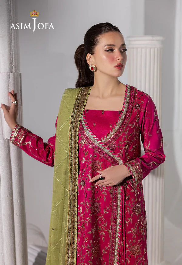 AJIZL-06 EMBROIDERED RAW SILK UNSTITCHED 3 PCS