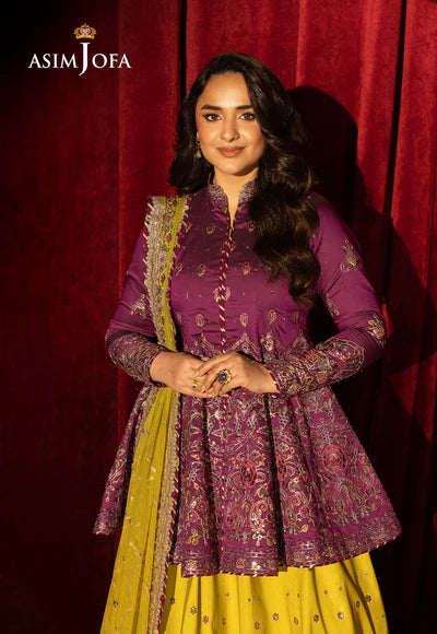 AJLFF-17 Embroidered Two Tone Cotton Silk 3 Pcs