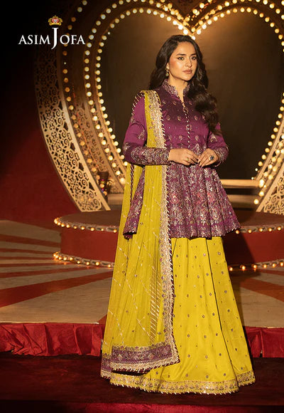 AJLFF-17 Embroidered Two Tone Cotton Silk 3 Pcs