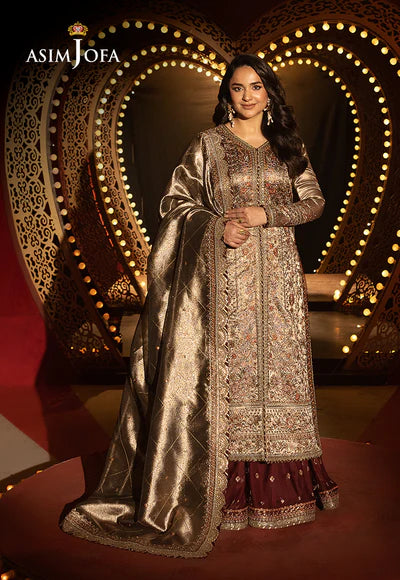 AJLFF-09 Embroidered Zari Tissue 3 Pcs