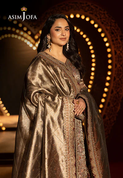 AJLFF-09 Embroidered Zari Tissue 3 Pcs