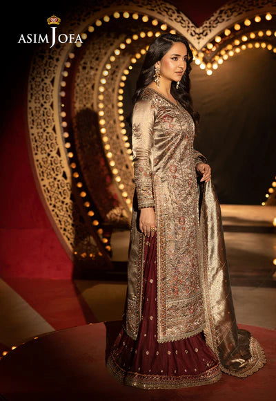 AJLFF-09 Embroidered Zari Tissue 3 Pcs