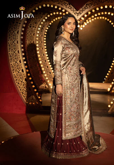 AJLFF-09 Embroidered Zari Tissue 3 Pcs