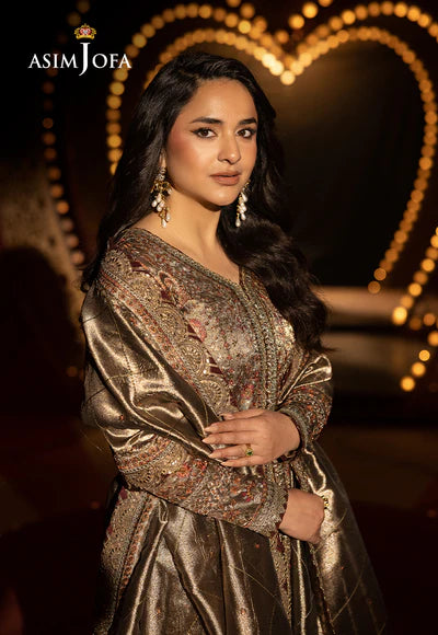 AJLFF-09 Embroidered Zari Tissue 3 Pcs