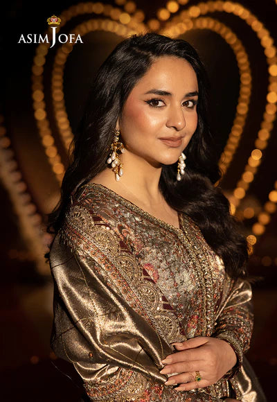 AJLFF-09 Embroidered Zari Tissue 3 Pcs