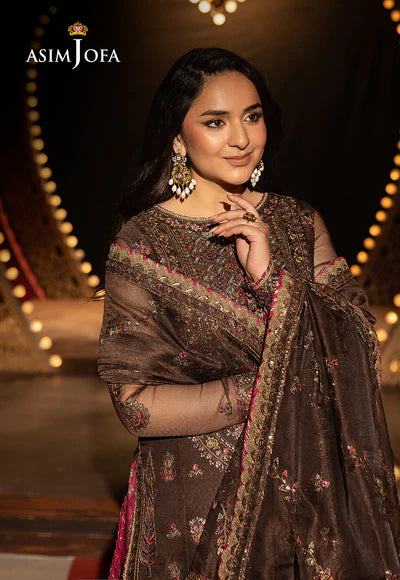 AJLFF-11 Embroidered Javeria Net 3 Pcs