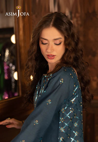 AJFO-10 EMBROIDERED PAPER COTTON UNSTITCHED 2 PCS