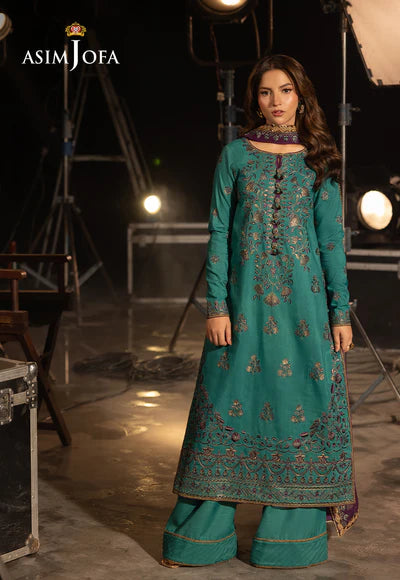 AJFO-08 EMBROIDERED SILK UNSTITCHED 3 PCS