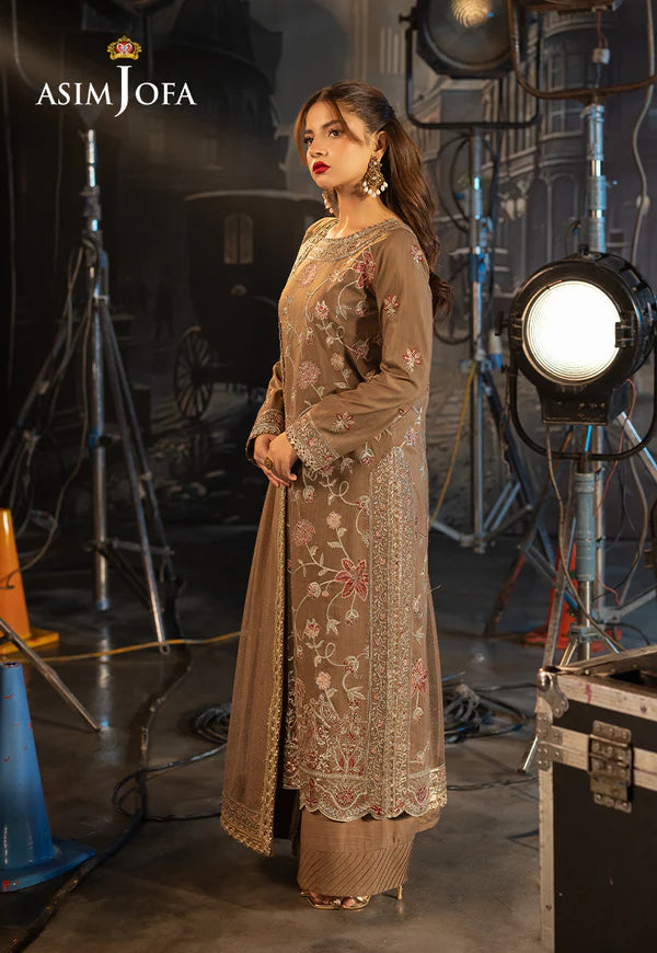 AJFO-12 EMBROIDERED NET UNSTITCHED 3 PCS