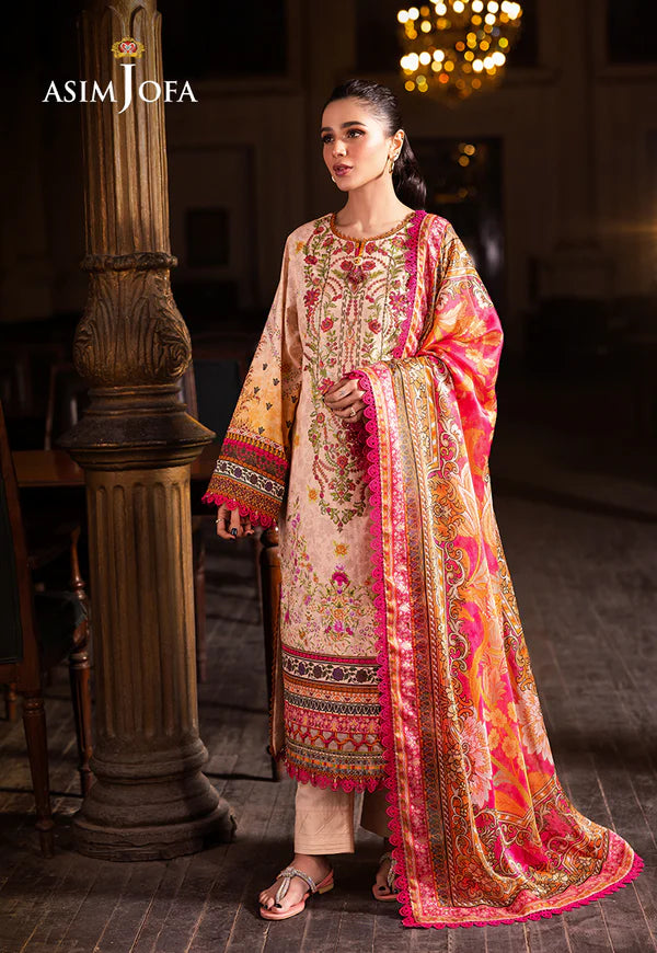 AJUBJ-02 PRINTED EMBROIDERED LAWN 3 PC