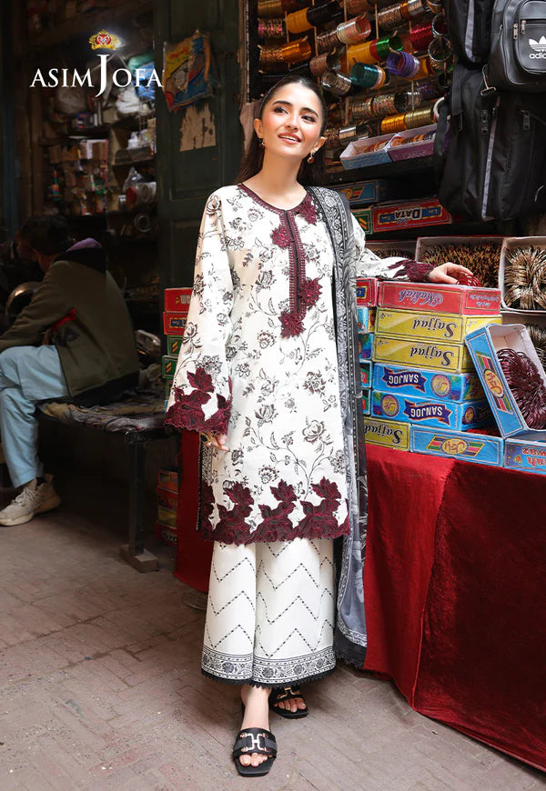 AJUBF-52 PRINTED EMBROIDERED LAWN 3 PCS