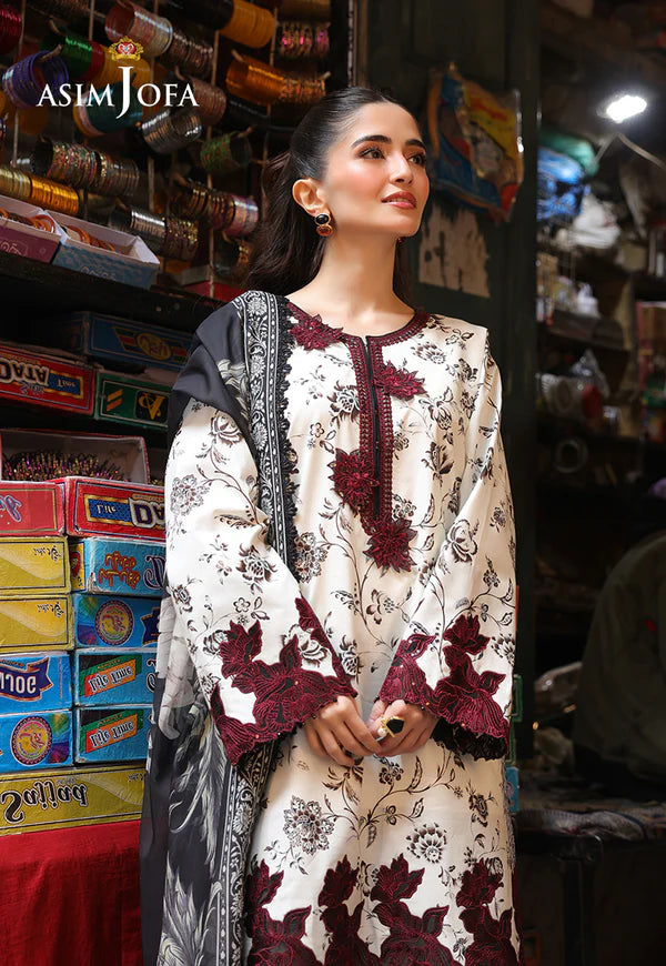 AJUBF-52 PRINTED EMBROIDERED LAWN 3 PCS