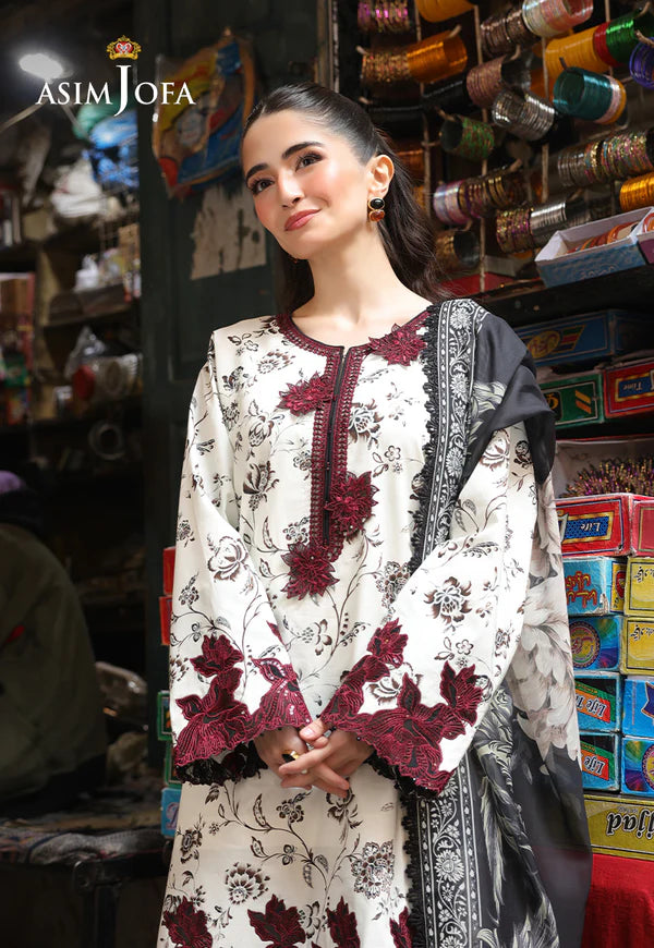 AJUBF-52 PRINTED EMBROIDERED LAWN 3 PCS