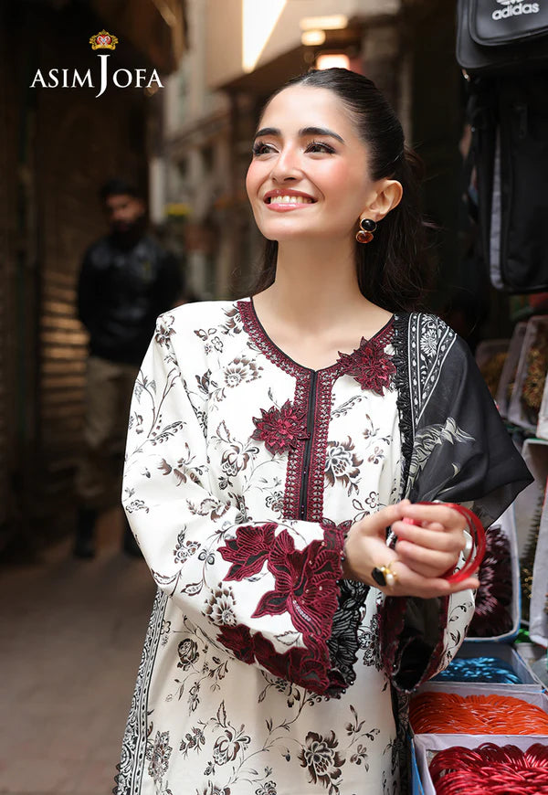 AJUBF-52 PRINTED EMBROIDERED LAWN 3 PCS