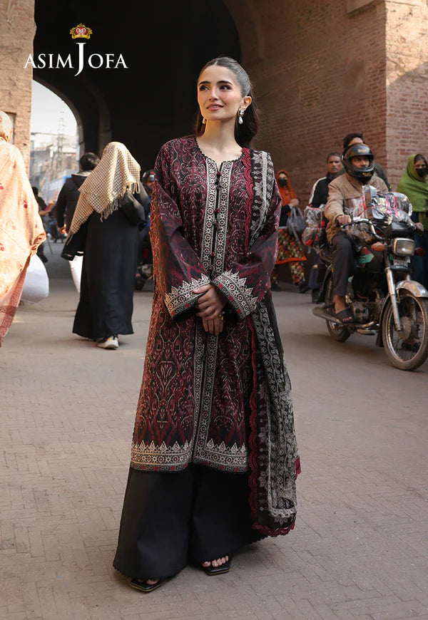 AJUBF-50 PRINTED EMBROIDERED LAWN 3 PCS