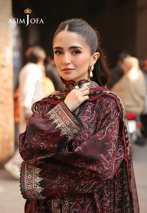 AJUBF-50 PRINTED EMBROIDERED LAWN 3 PCS